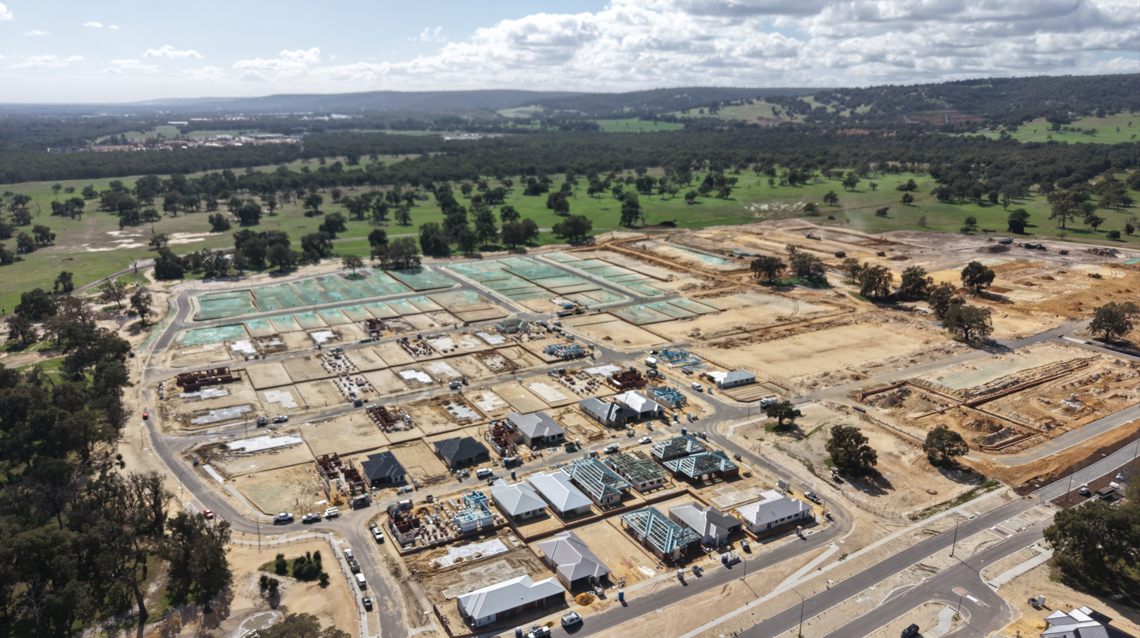 Aerial view of Whitby Town Stage 5 construction progress