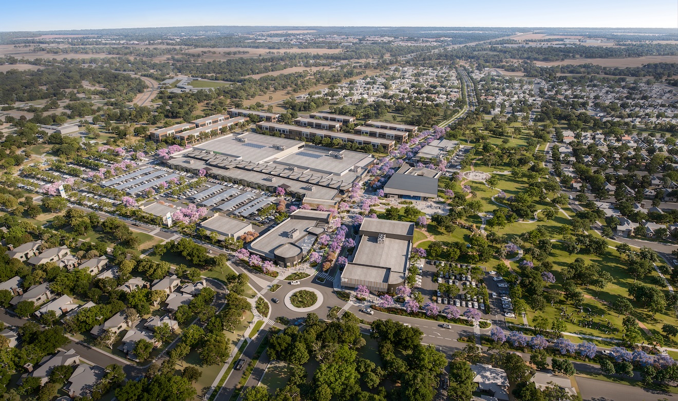 Artist's impression aerial view of the proposed District Centre within Whitby Town